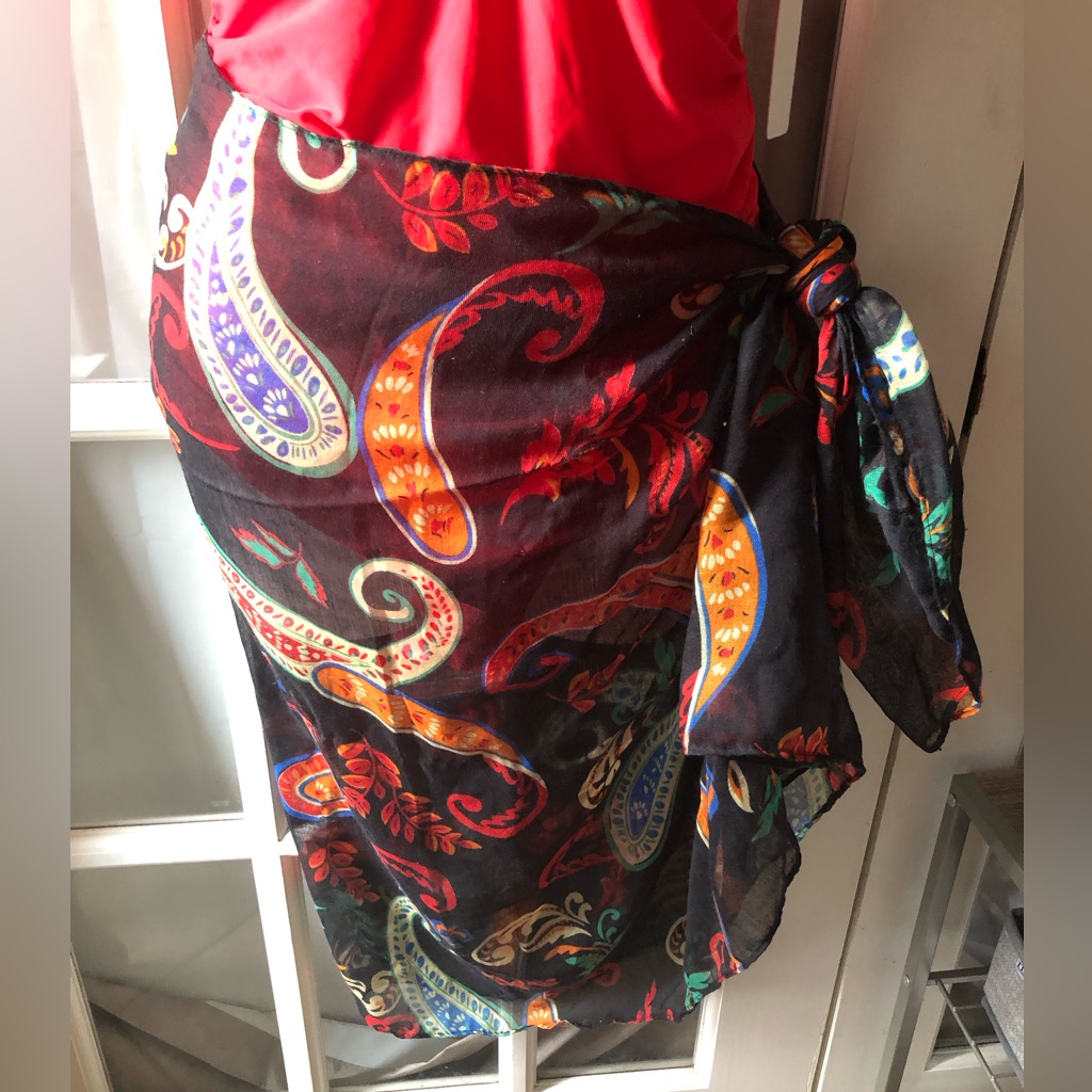 Women’s Multi Color Sarong Wrap Or Scarf With Paisley Design
